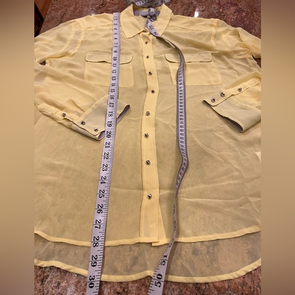 Guess Sheer Button Down Blouse with Studded Buttons, Size L - Picture 16 of 16